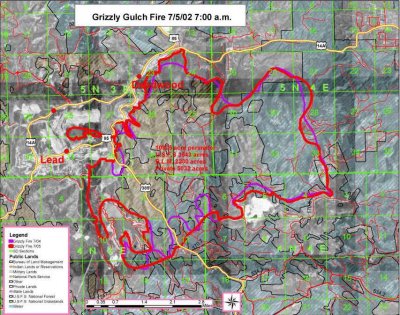 Grizzly Gulch fire map